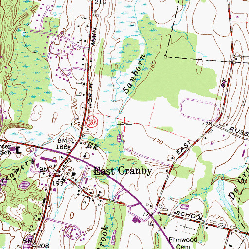 Topographic Map of Creamery Brook, CT