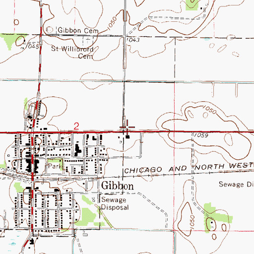 Topographic Map of Gibbon Trailer Park, MN
