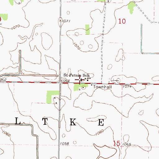 Topographic Map of Saint Peters Lutheran Church, MN