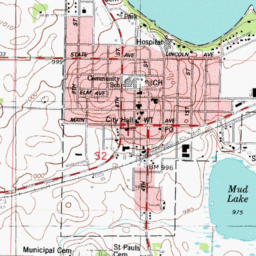 Topographic Map of Saint Paul's Lutheran Church, MN