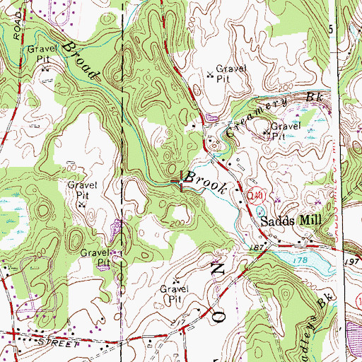 Topographic Map of Creamery Brook, CT