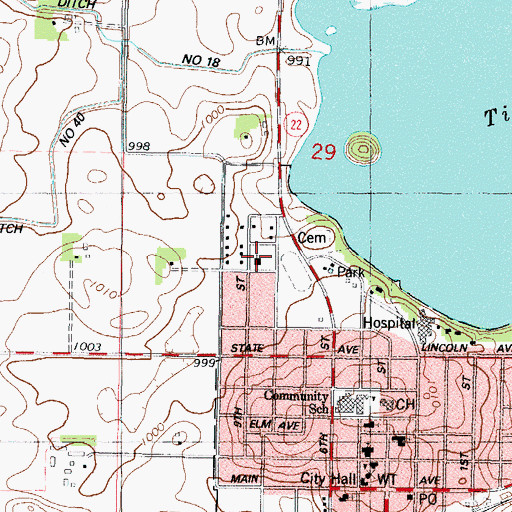Topographic Map of American Lutheran Church, MN