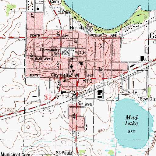 Topographic Map of Assembly of God Church, MN