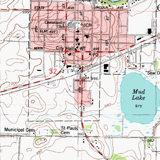 Topographic Map of Gaylord Clinic, MN