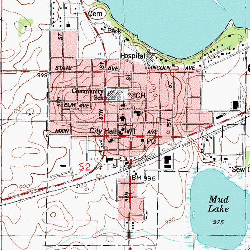 Topographic Map of Immanuel Lutheran School, MN
