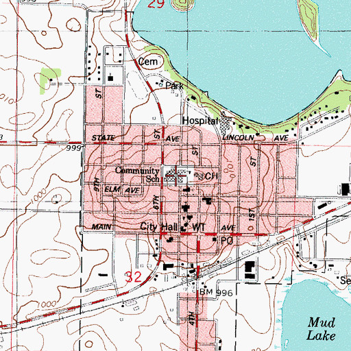 Topographic Map of Gaylord Junior High School, MN