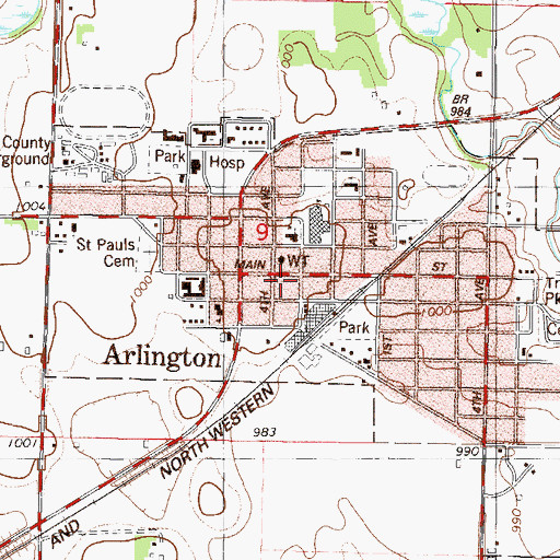 Topographic Map of Arlington Police Department, MN
