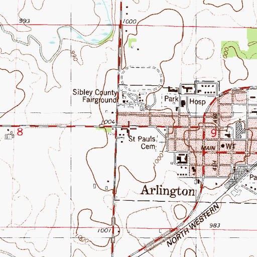 Topographic Map of Zion Lutheran Church, MN