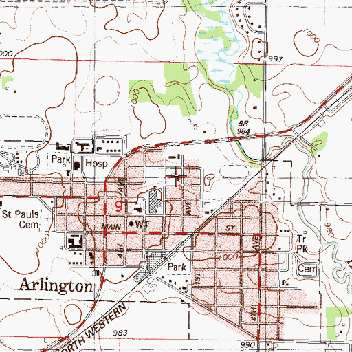 Topographic Map of Saint Paul's Lutheran Church, MN