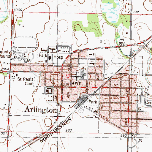 Topographic Map of United Methodist Church, MN