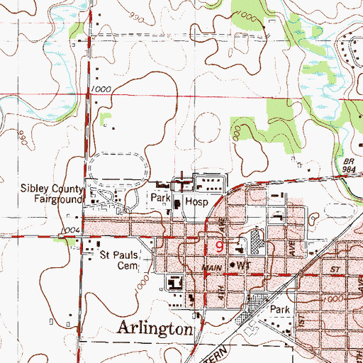 Topographic Map of Saint Mary's Catholic Church, MN
