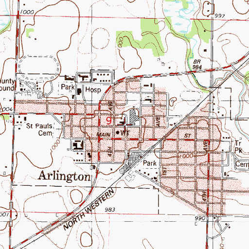 Topographic Map of Peace Lutheran Church, MN