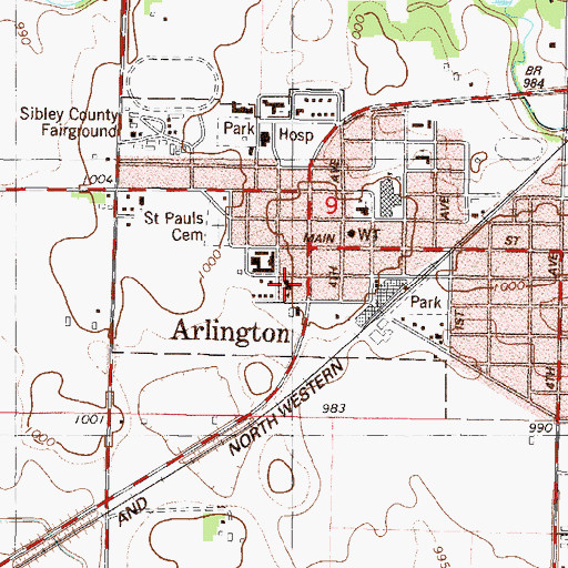 Topographic Map of Saint Paul's Lutheran School, MN