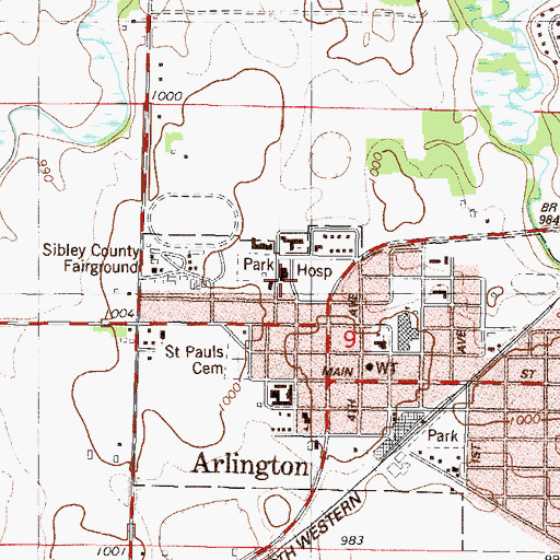 Topographic Map of Sibley Medical Center, MN