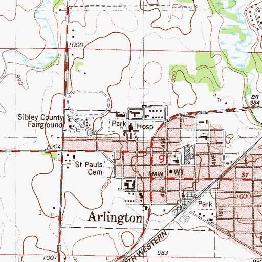 Topographic Map of Sibley Medical Clinic, MN