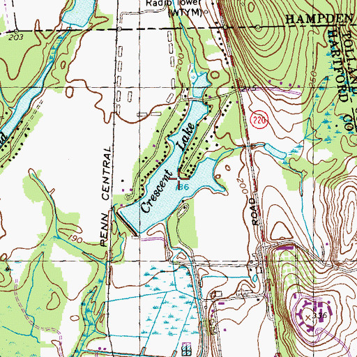 Topographic Map of Crescent Lake, CT