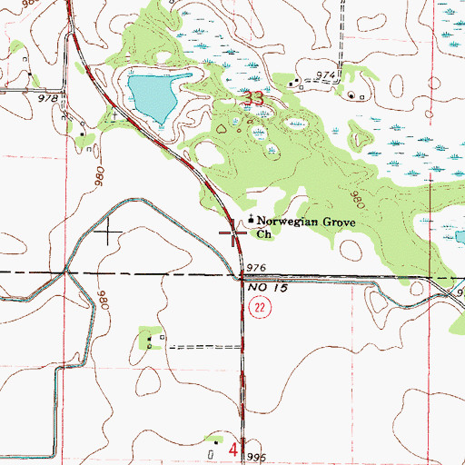 Topographic Map of Norwegian Grove Wayside Park, MN