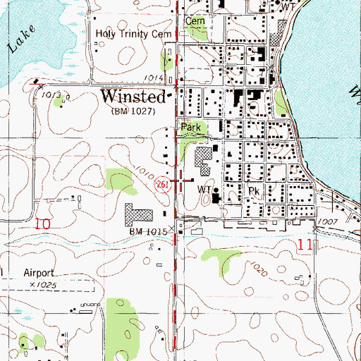 Topographic Map of Winsted Fire Department, MN