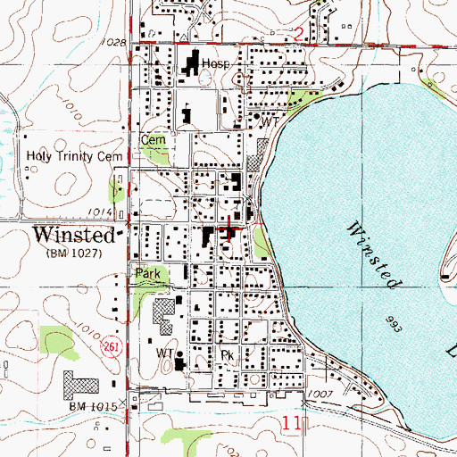 Topographic Map of Winsted Post Office, MN