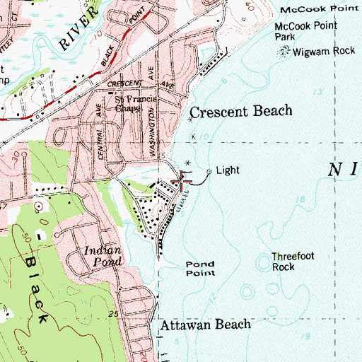 Topographic Map of Crescent Park, CT