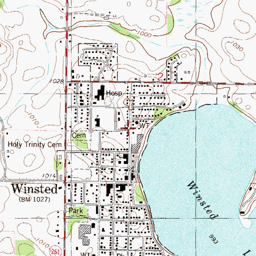 Topographic Map of Saint John's Lutheran Church, MN
