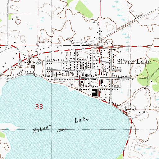 Topographic Map of Silver Lake Fire Department, MN