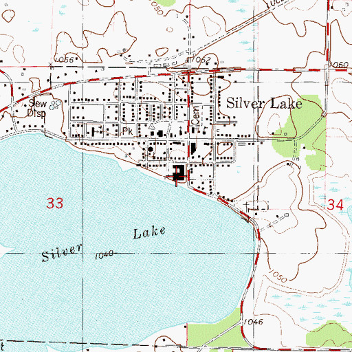 Topographic Map of Lakeside Elementary School, MN