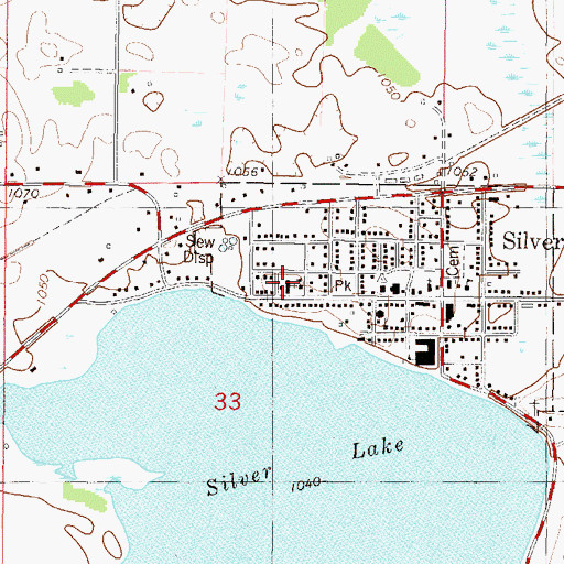 Topographic Map of Silver Lake Catholic School, MN