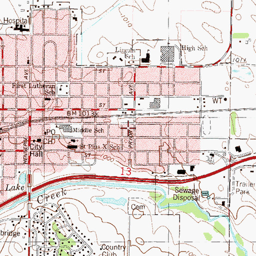 Topographic Map of Anderson Court, MN