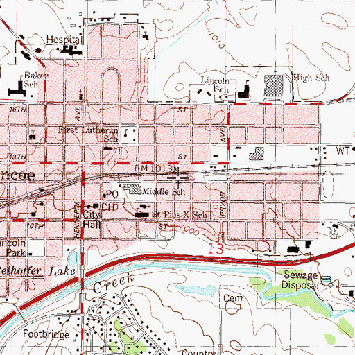 Topographic Map of Perez Mobile Home Park, MN