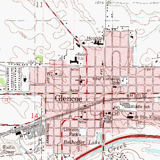 Topographic Map of First Congregational Church, MN