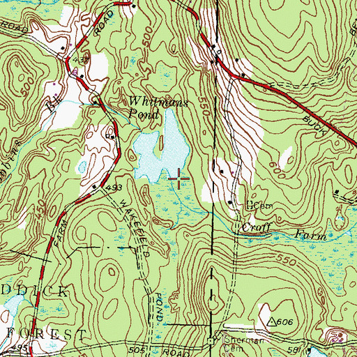 Topographic Map of Croff Farm Brook, CT