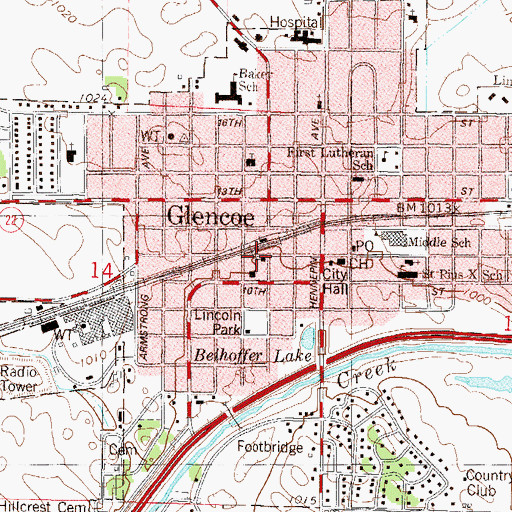 Topographic Map of Church of Peace, MN