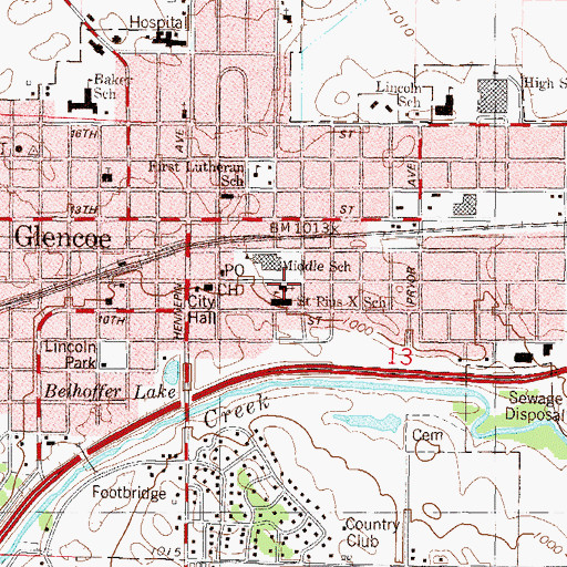 Topographic Map of Saint Pius X Catholic Church, MN