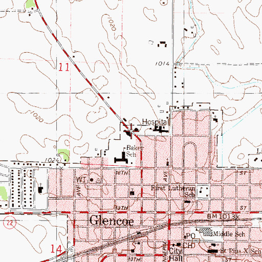 Topographic Map of Glencoe Medical Clinic, MN