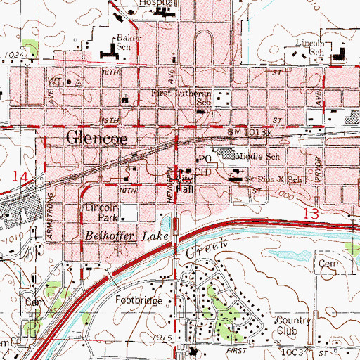 Topographic Map of McLeod County Sheriff's Office, MN