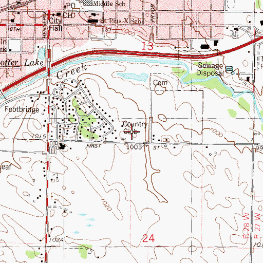 Topographic Map of Glencoe Country Club, MN