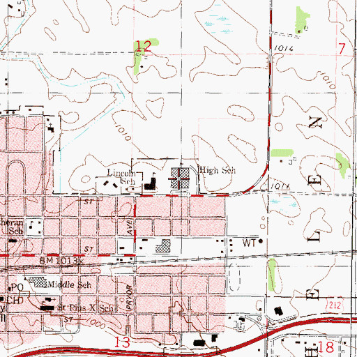 Topographic Map of Glencoe - Silver Lake Senior High School, MN