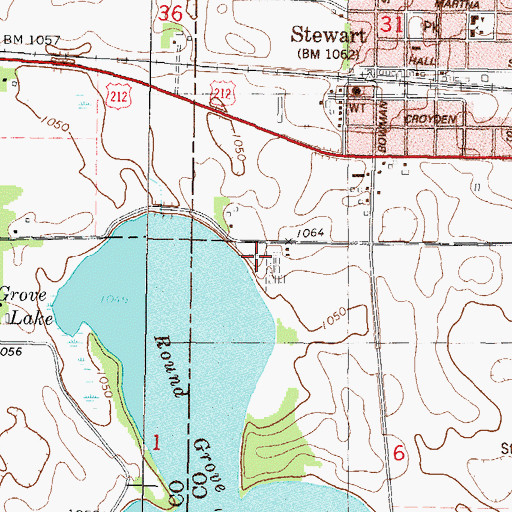 Topographic Map of Round Grove Cemetery, MN