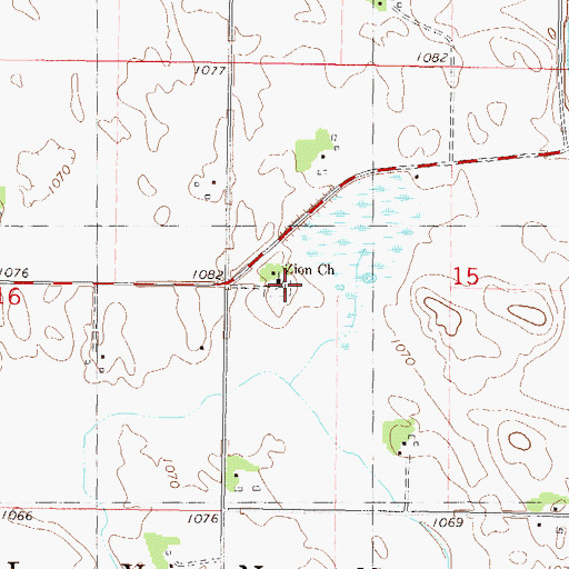 Topographic Map of Zion Cemetery, MN