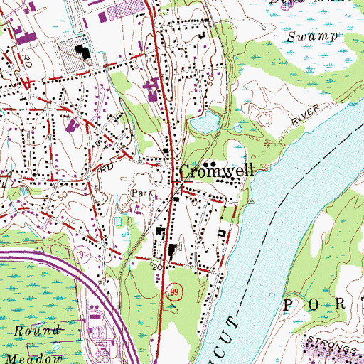 Topographic Map of Cromwell, CT