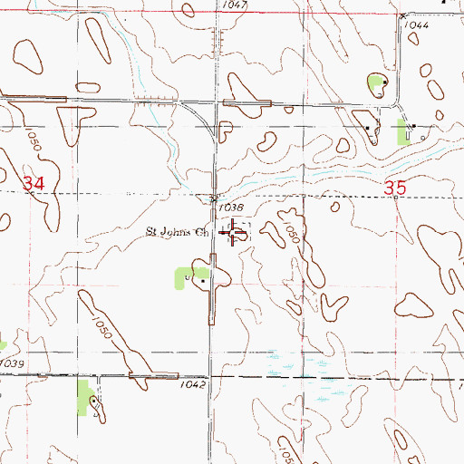 Topographic Map of Saint John's Cemetery, MN