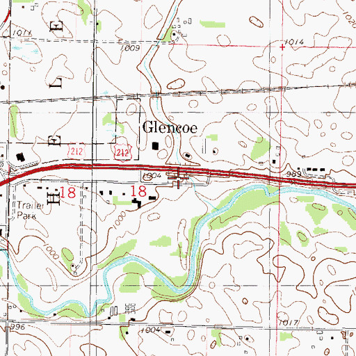 Topographic Map of Glencoe Catholic Cemetery, MN