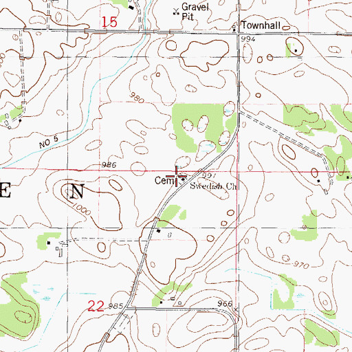 Topographic Map of Swedish Lutheran Cemetery, MN