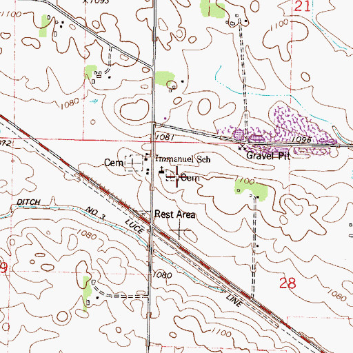 Topographic Map of Immanuel Lutheran Cemetery, MN