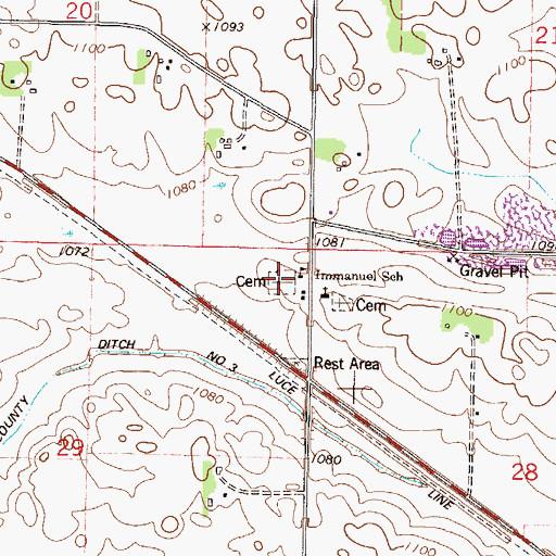 Topographic Map of Immanuel Evangelical Lutheran Cemetery, MN
