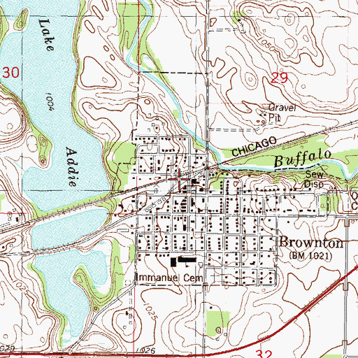Topographic Map of Brownton, MN