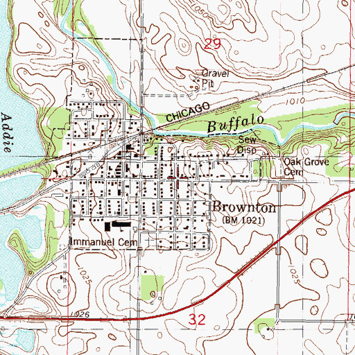 Topographic Map of Immanuel Lutheran Church, MN