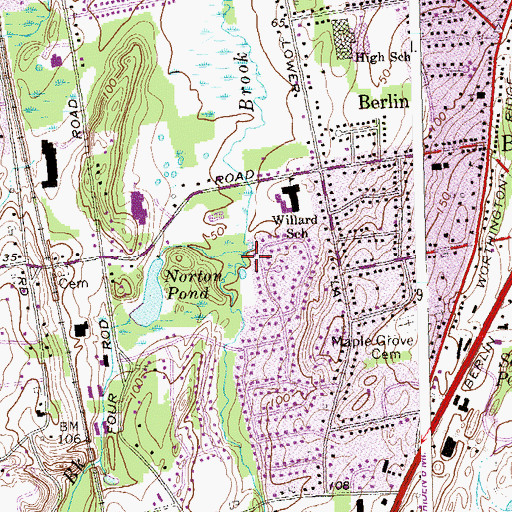 Topographic Map of Crooked Brook, CT