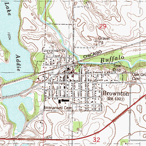 Topographic Map of Brownton Police Department, MN